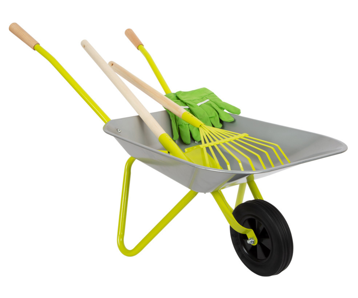 Laste aiatööde komplekt käru ja tööriistadega aktiivseks õuemänguks