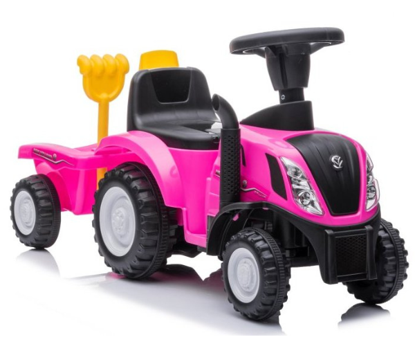 Pealeistutav roosa traktor haagise ja aiatarvikutega, tulede ja helidega
