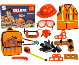 Laste ehitusmehe kostüüm ja tööriistad, alates 3-aastastele