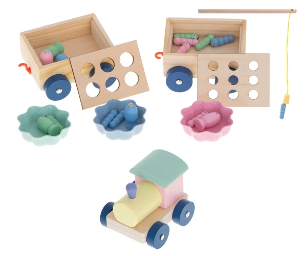 Montessori puidust kalamäng autorongil