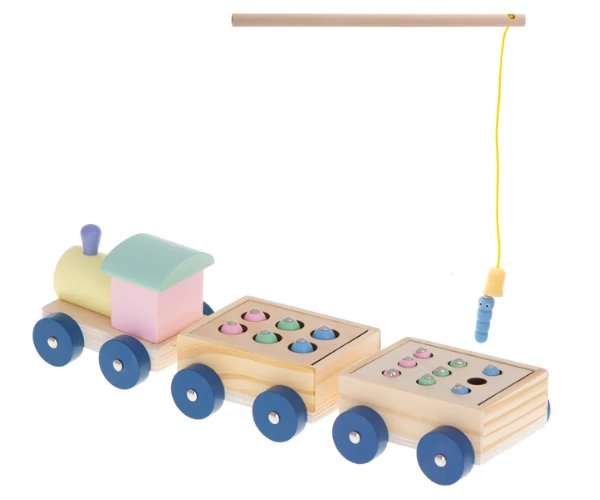 Montessori puidust kalamäng autorongil