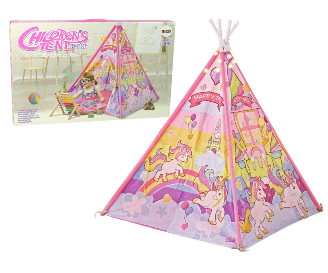 Laste tipitelk tuledega ükssarvikute ja vikerkaare mustriga