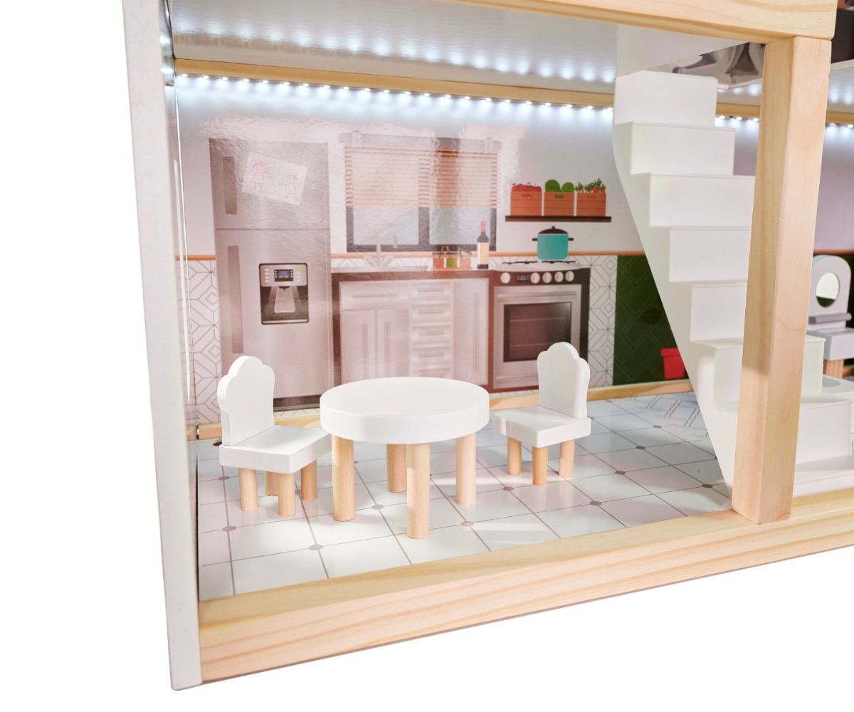 Puidust nukumaja LULILO FLORO boho LED-valgustusega 78cm 4