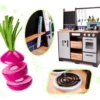 Puidust moderne mänguköök köögiviljadega