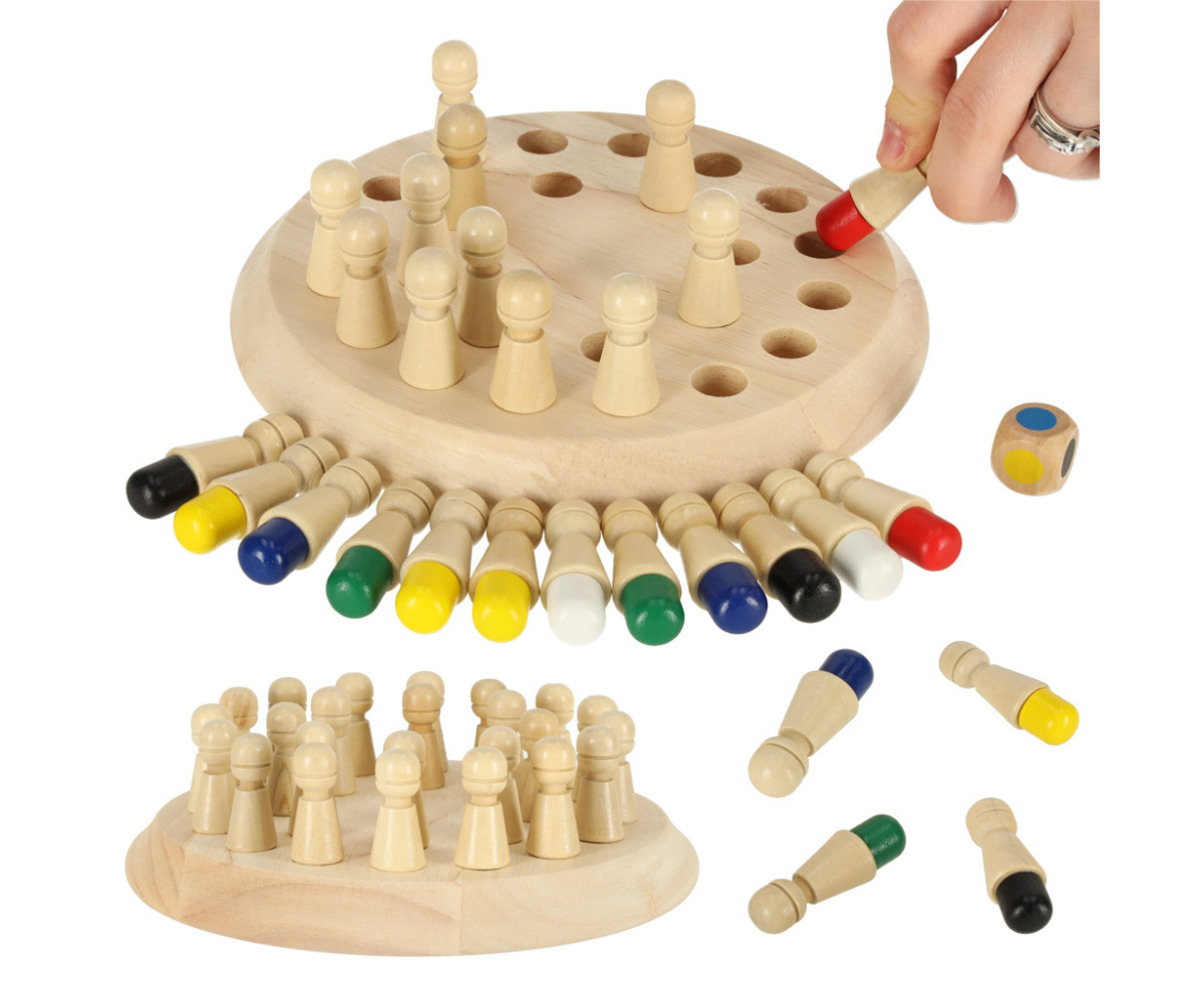 Puidust mälumäng värvidega Memory Puzzle