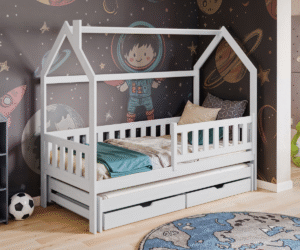 Kahekohaline majavoodi sahtlitega Monkey 80x160cm valge