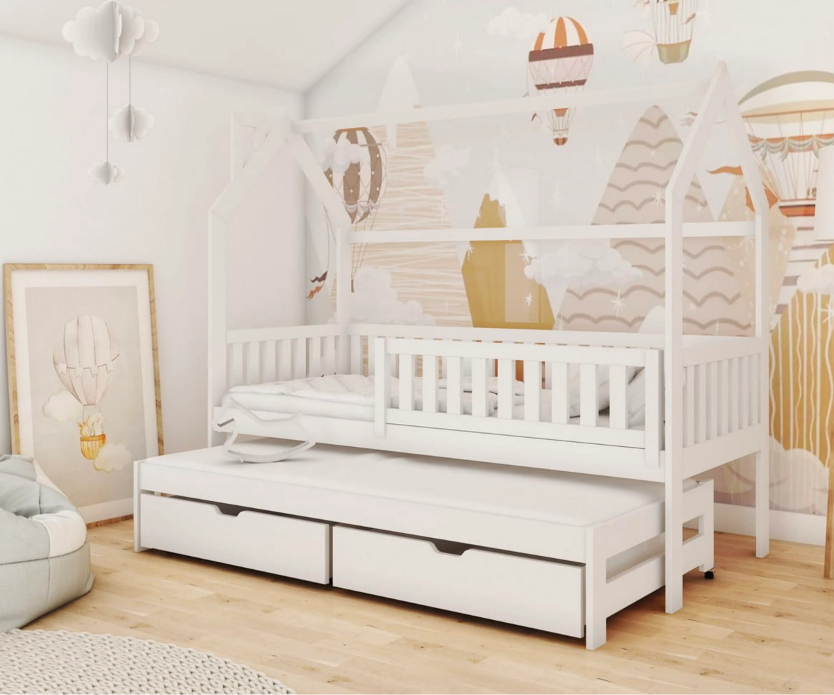 Kahekohaline majavoodi sahtlitega Monkey 80x160cm valge