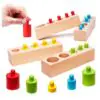 Montessori loogika õppemäng Puidust silindrite sorteerimisalus