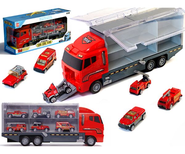 Transpordi veoauto TIR + 6 punast operatiivsõidukit