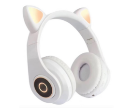 Laste juhtmevabad kõrvaklapid kassikõrvadega, valge