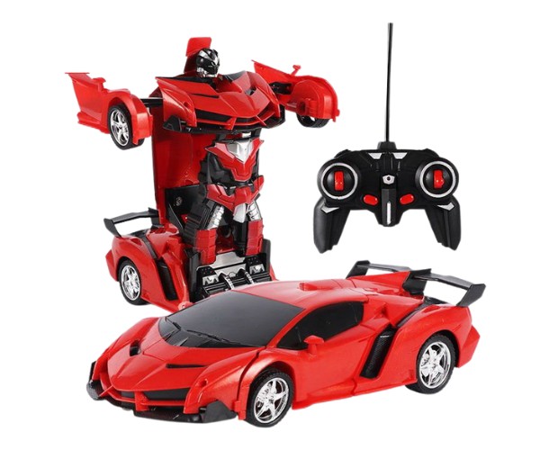 Multifunktsionaalne Transformer robot-auto puldiga, punane