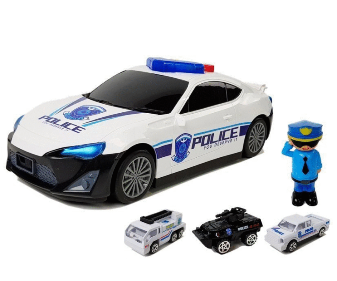 Politseiauto 2in1 garaaži ja väikeautodega + helifunktsioonidega 30cm