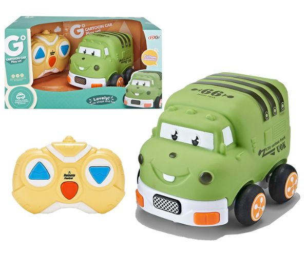 Vahva kummist mänguauto väikelapsele GREEN CAR, puldiga
