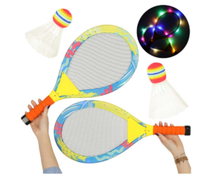LED sulgpallireketite komplekt lastele – 2 reketit + 2 sulgpalli