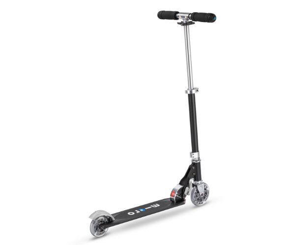 Laste tõukeratas Micro Sprite LED (must), lastele 5-12 aastat