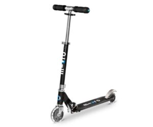 Laste tõukeratas Micro Sprite LED (must), lastele 5-12 aastat