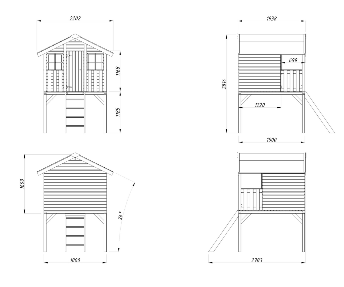 Mängumaja Toby 2,1m² + ronimismoodul Berit (naturaalne)