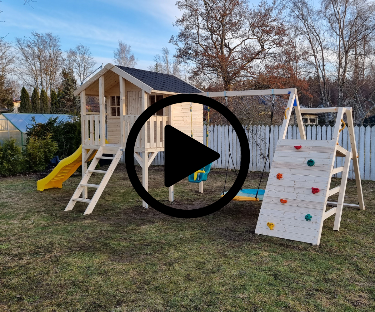 Mängumaja Toby 2,1m² + ronimismoodul Challenger (naturaalne)