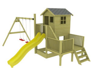 Mängumaja Oliver kahe tasandiga ja 2-kohalise kiigemooduliga