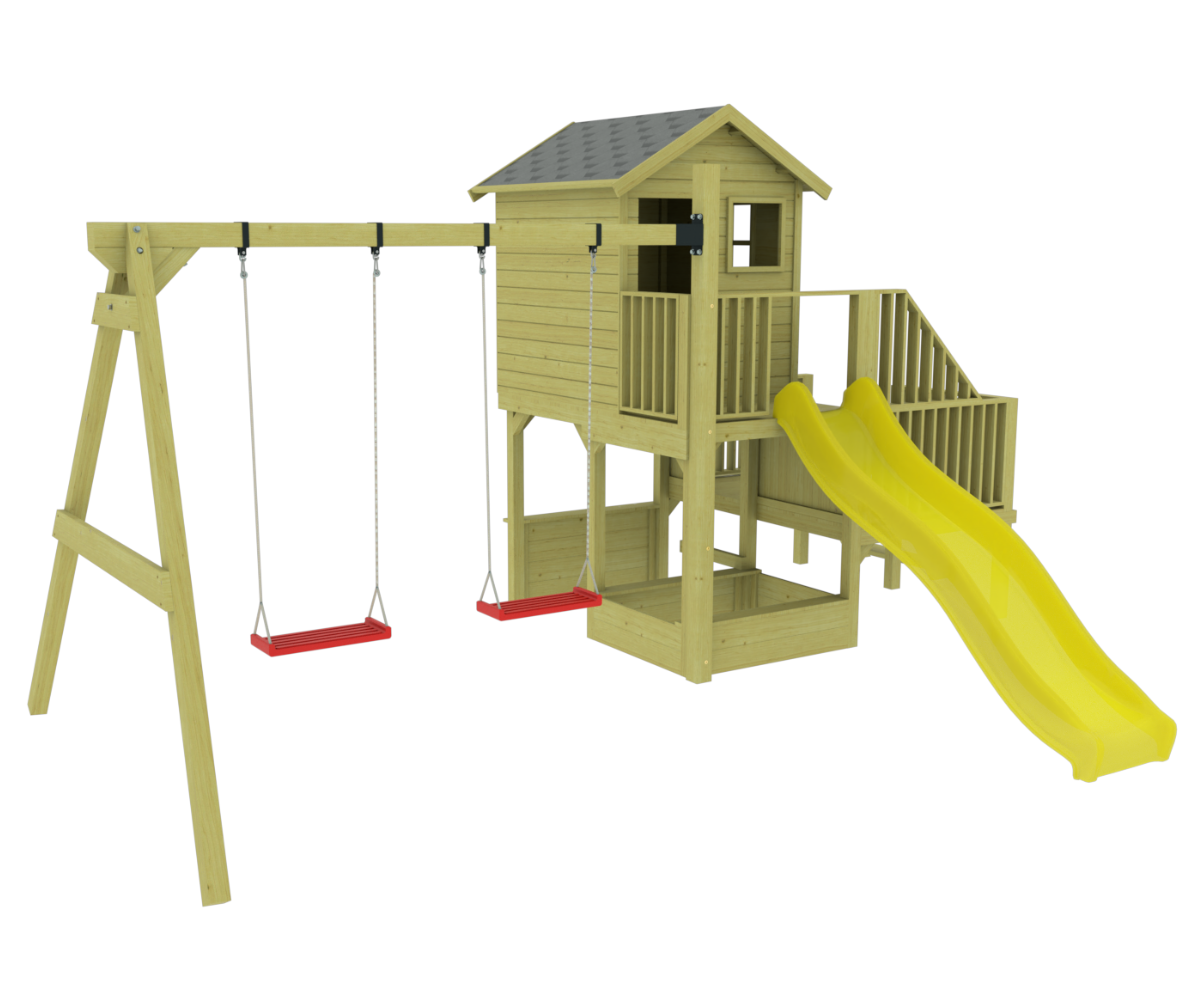 Aiamängumaja Oliver koos kiigeraamiga lastele alates 3. eluaastast