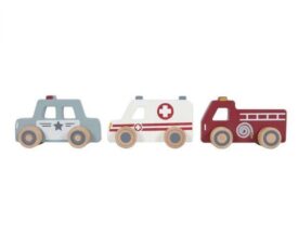 Puidust kiirabi-, politsei- ja tuletõrjeauto komplekt, Little Dutch