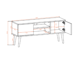 Telekalaud Toronto 120cm valge-puit