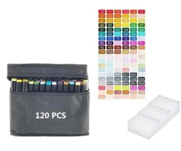 120-osaline kahepoolsete markerite komplekt värvikoodidega Pro Touch