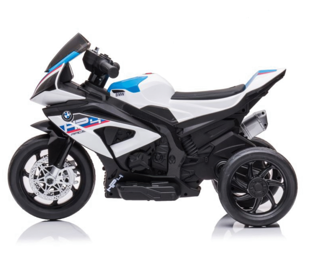 BMW HP4 stiilis elektrimootorratas kummiribaga rataste ja plastist istmega