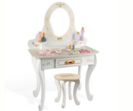Tüdruku meigilaud ja tool (buduaarilaud) Printsess, valge
