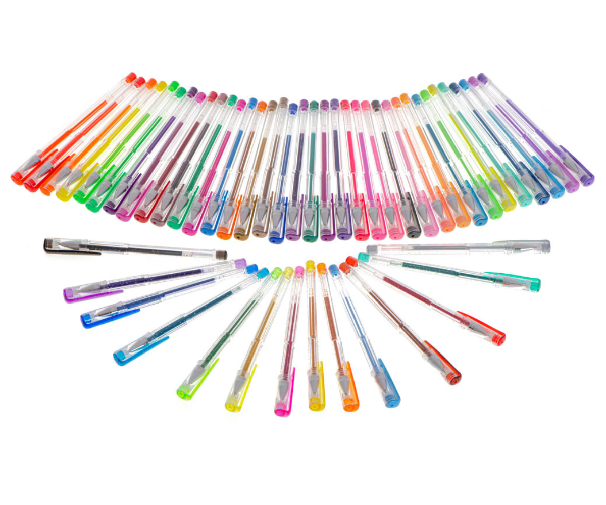 Fluorestseeruvates ja pastelltoonides värvilised geelpliiatsid lähivaates