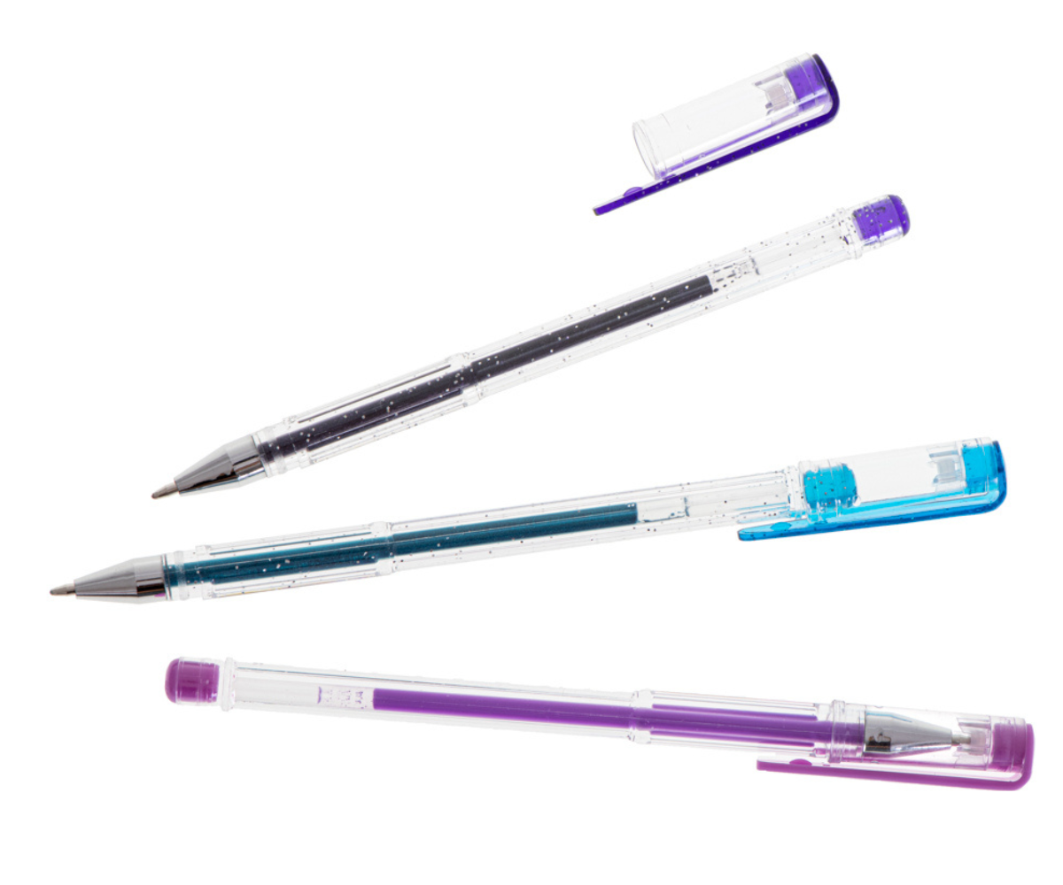 50-osaline geelpliiatsite komplekt plastpakendis kaanega