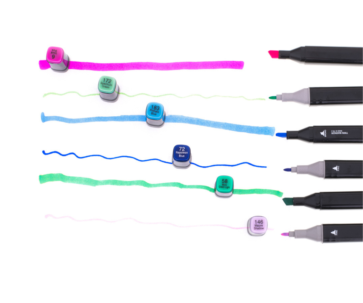 Kahepoolsed markerid värvikoodidega 80-osaline