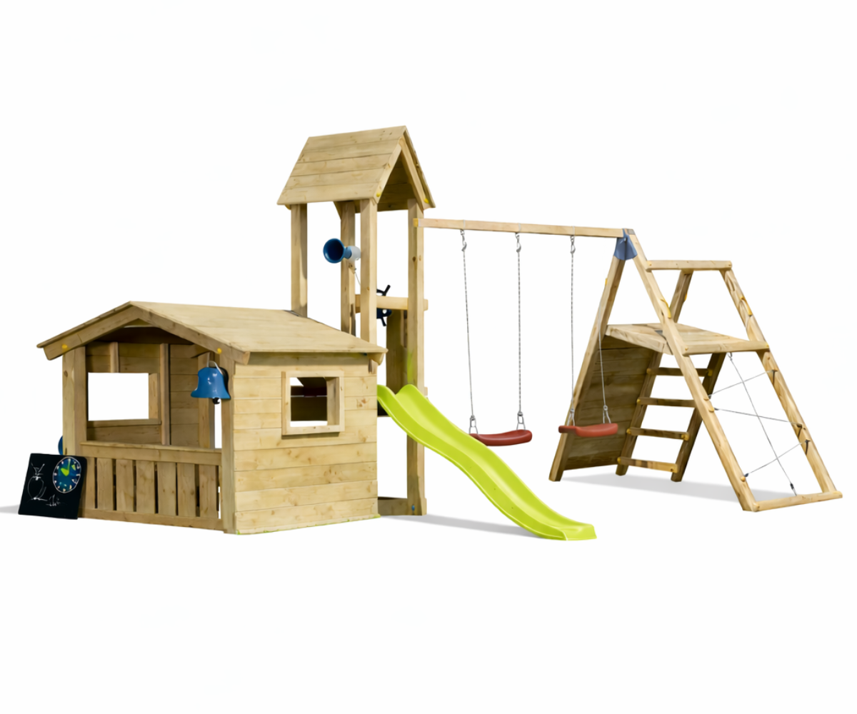 Mänguväljak Lookout + ronimismoodul Challenger (naturaalne) liumäega