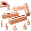 Montessori loogika õppemäng - silindrite sorteerimisalus, naturaalne