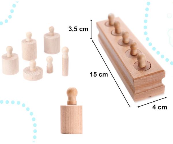 Montessori loogika õppemäng - silindrite sorteerimisalus, naturaalne