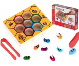 Montessori puidust õppemäng - mesilaste püüdmine