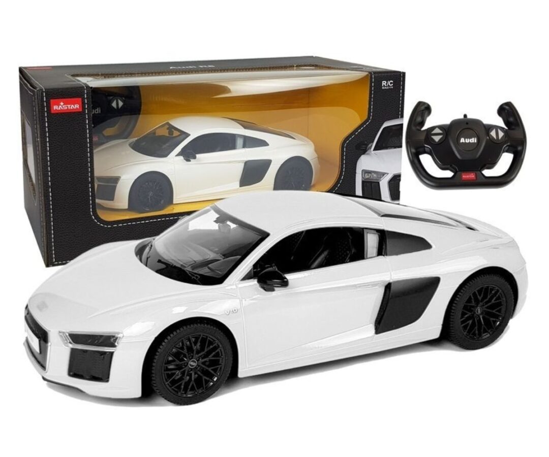 Mänguauto Audi R8 LMS, valge, puldiga