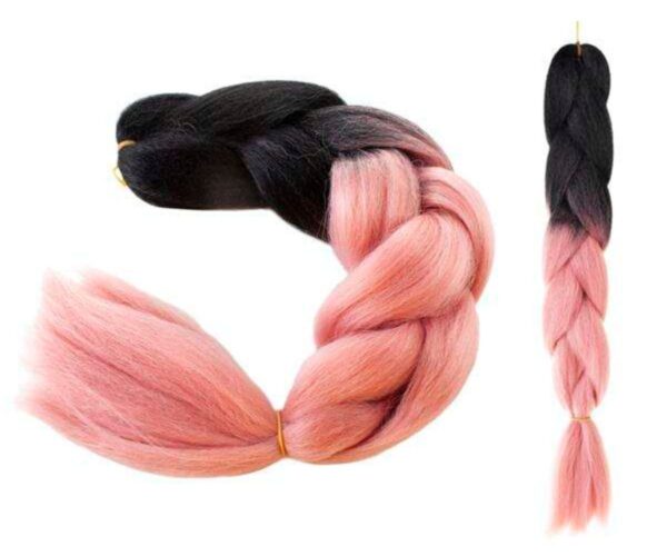 Sünteetilised juuksepunutised, "ombre" roosa/must