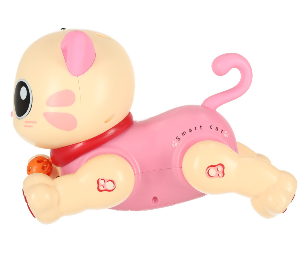 Interaktiivne robotkass kõndimas, kaugjuhtimispult on pildi kõrval.