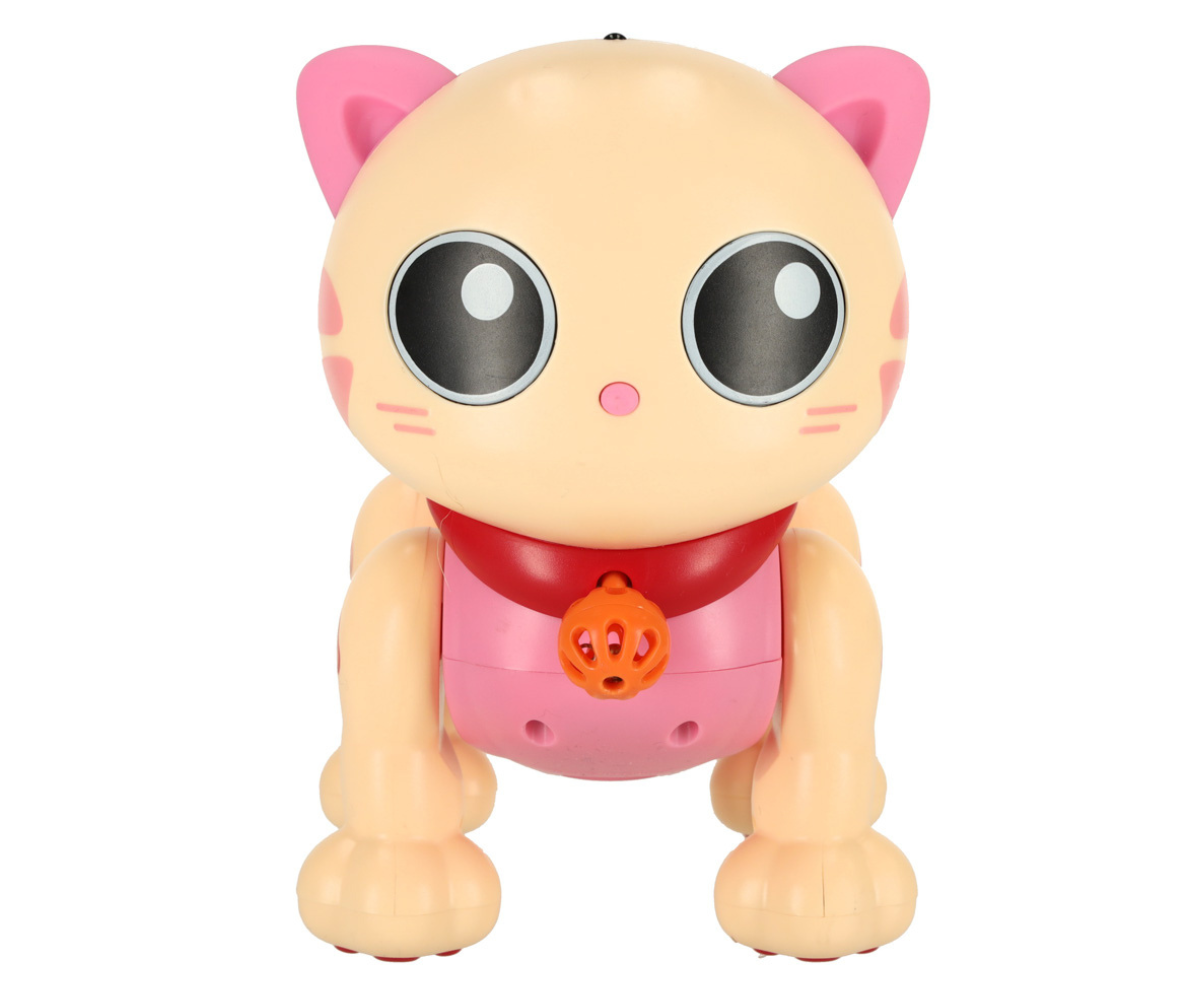 Tantsiv ja laulav kassirobot laste mänguasjana, roosa värviga.