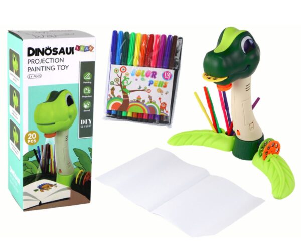 Laste joonistusprojektor Dinosaurus + 12 vildikat ja 3 pildiketast