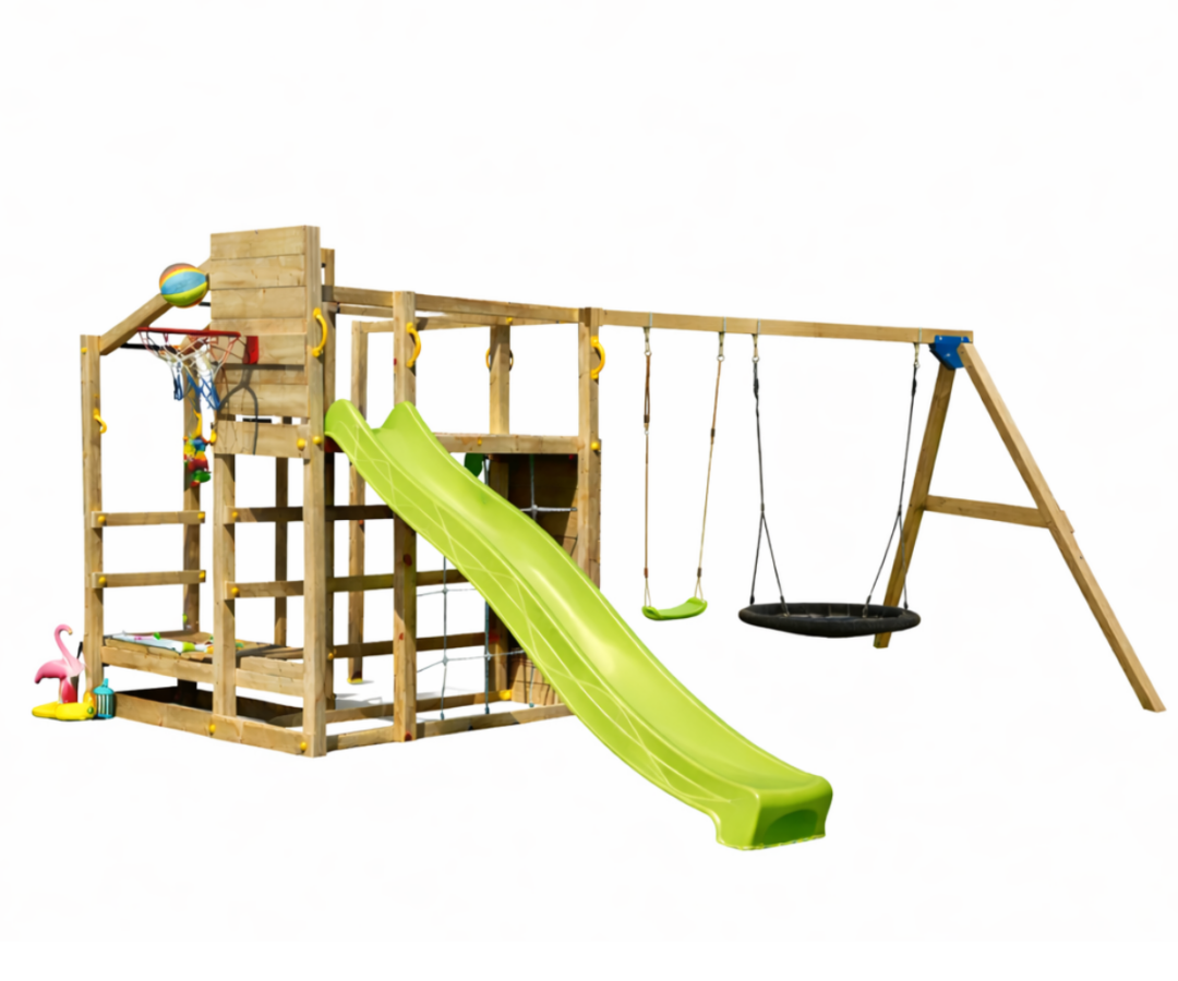 Mänguväljak Crossfit + kiigemoodul Swing (naturaalne) liumäega