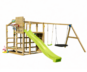 Mänguväljak Crossfit + kiigemoodul Swing (naturaalne) liumäega