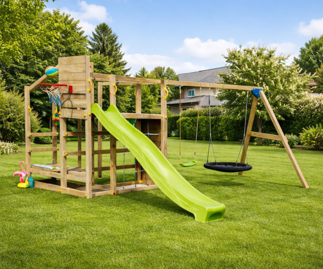 Mänguväljak Crossfit + kiigemoodul Swing (naturaalne) koduhoovis