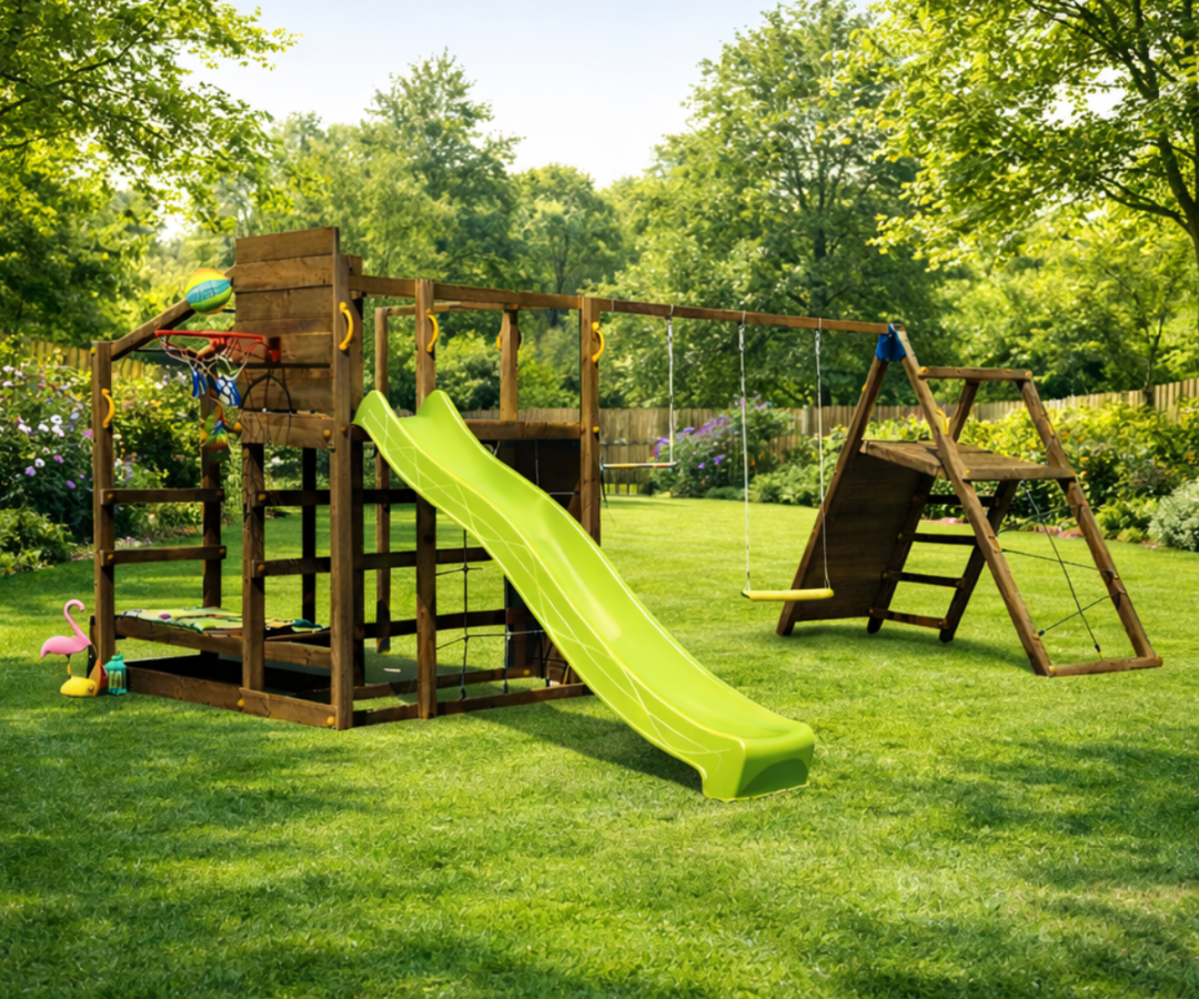 Mänguväljak Crossfit + ronimismoodul Challenger (immutatud) liumäega