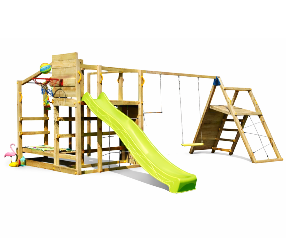 Mänguväljak Crossfit + ronimismoodul Challenger (naturaalne) liumäega