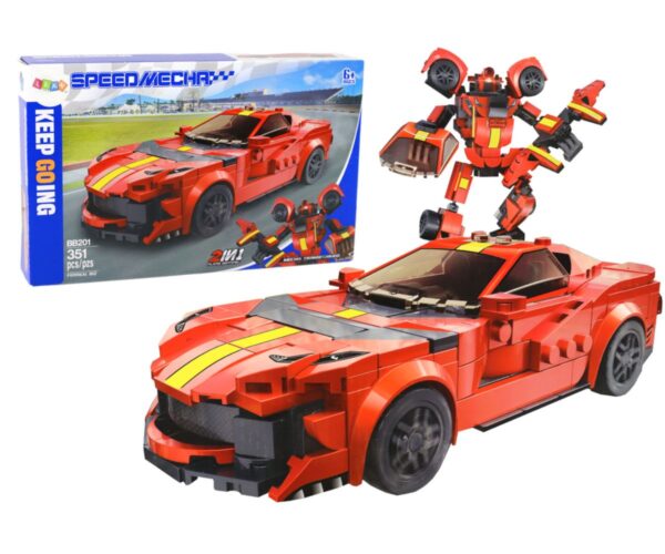 Ehitusklotsid (LEGO-tüüpi) punane auto-transformer (375 osa)