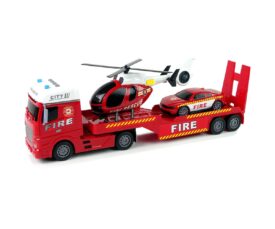 Tuletõrje helikopter ja auto treileril City Fire, valgus- ja heliefektidega