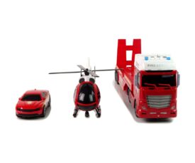 Tuletõrje helikopter ja auto treileril City Fire, valgus- ja heliefektidega