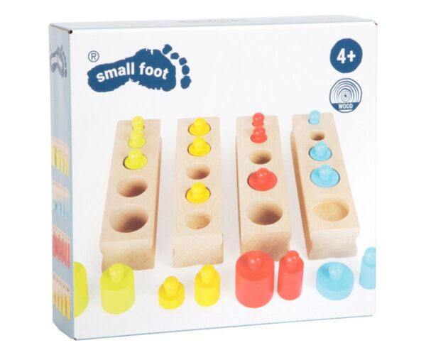 Montessori loogika õppemäng - silindrite sorteerimisalus, värviline, Small foot